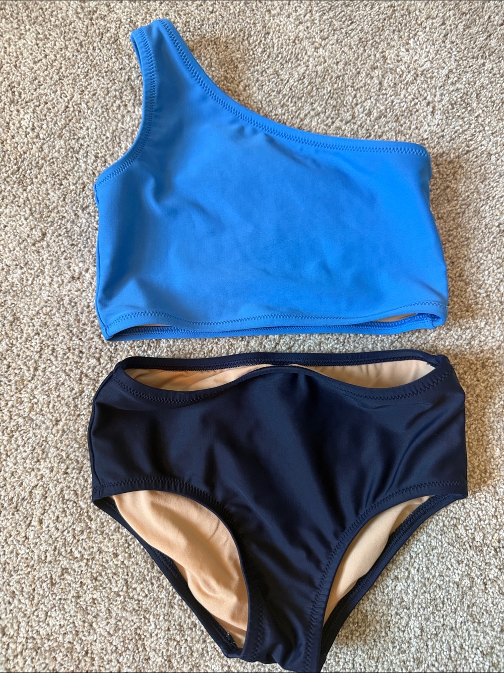 Crewcuts Girls One-Shoulder Swim Set in Bright Blue and Navy (4/5)